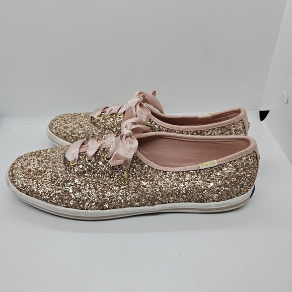 Keds for Kate Spade pink glitter low top sneakers size 7 - Picture 3 of 10